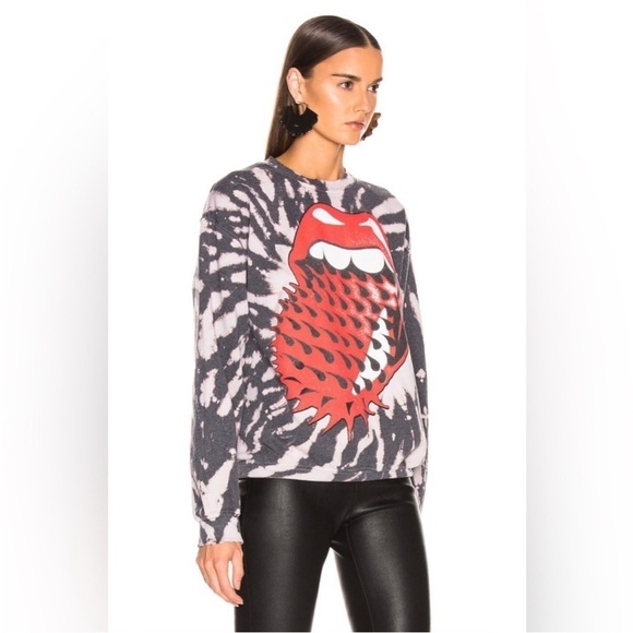 Madeworn Rolling Stones Voodoo Long Sleeve Distressed Tie Dye Sweatshirt EUC S - Picture 2 of 12